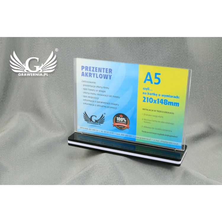 Acrylic A5 Card Presenter HORIZONTAL (210x148mm) - model PR010