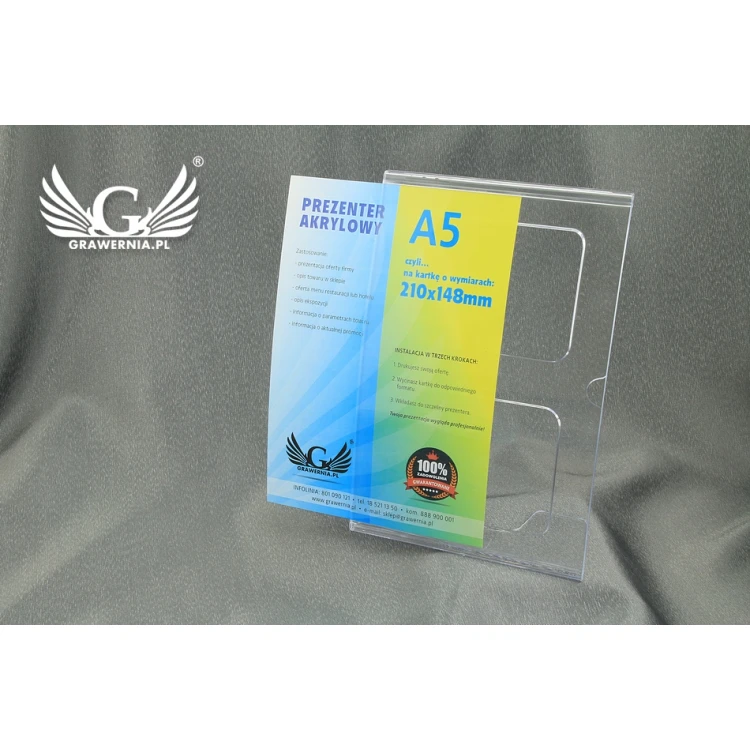 Acrylic A5 Card Presenter VERTICAL (210x148mm) - model PR011