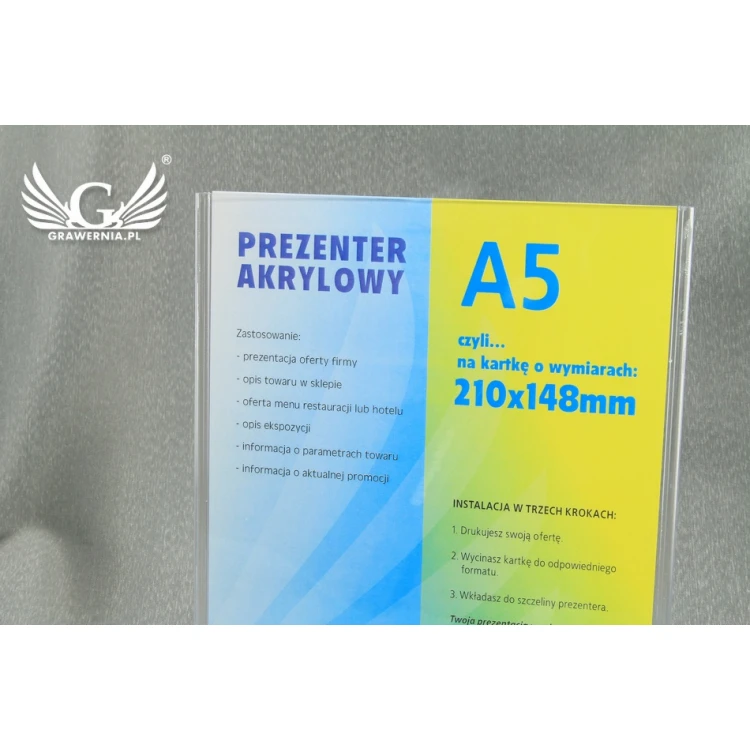 Acrylic A5 Card Presenter VERTICAL (210x148mm) - model PR012