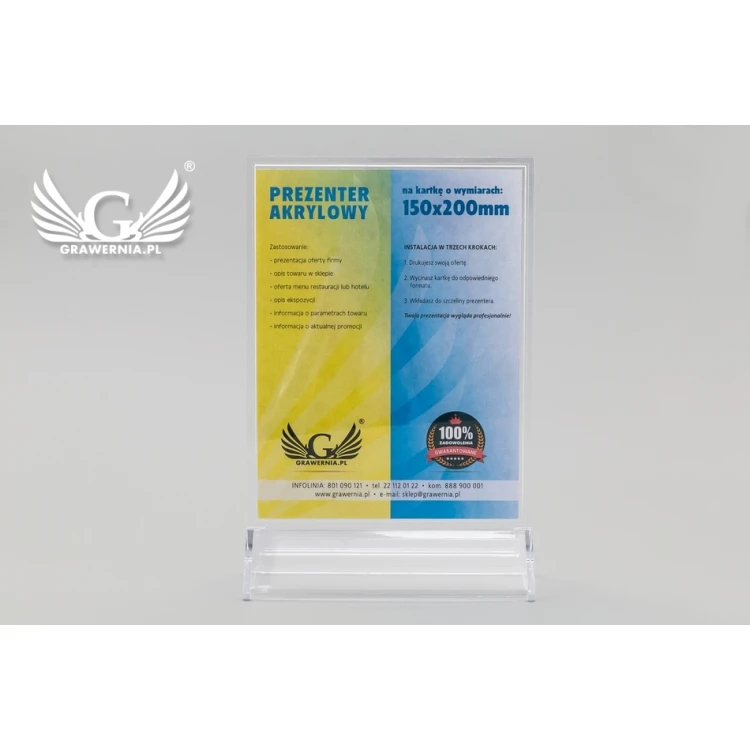 Stand, plastic display for a card of 150x200mm dimensions - model PR016