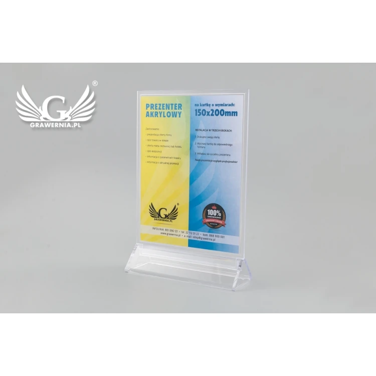 Stand, plastic display for a card of 150x200mm dimensions - model PR016