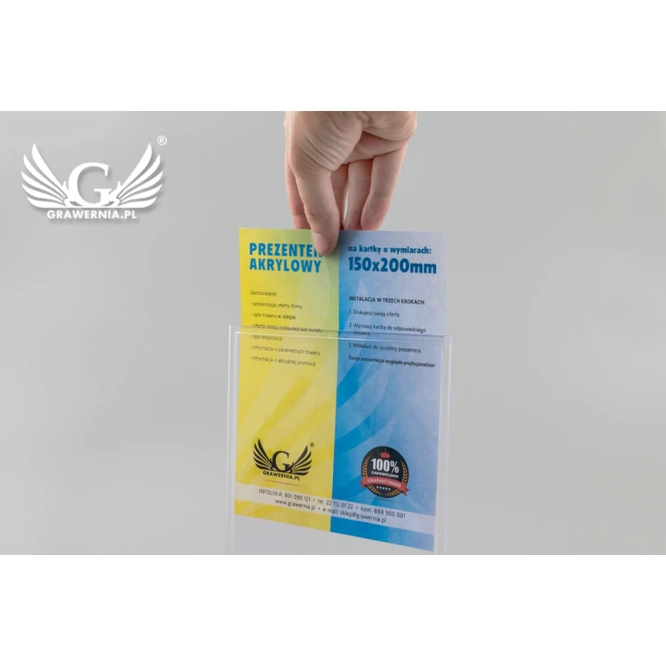 Stand, plastic display for a card of 150x200mm dimensions - model PR016