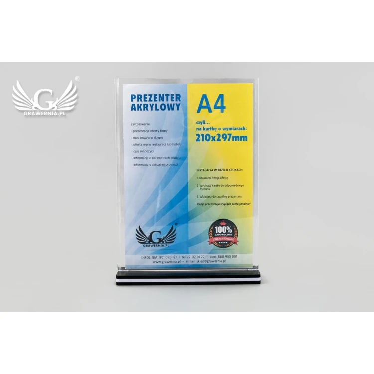 Stand, plastic display for a 210x297mm (A4) card - model PR019