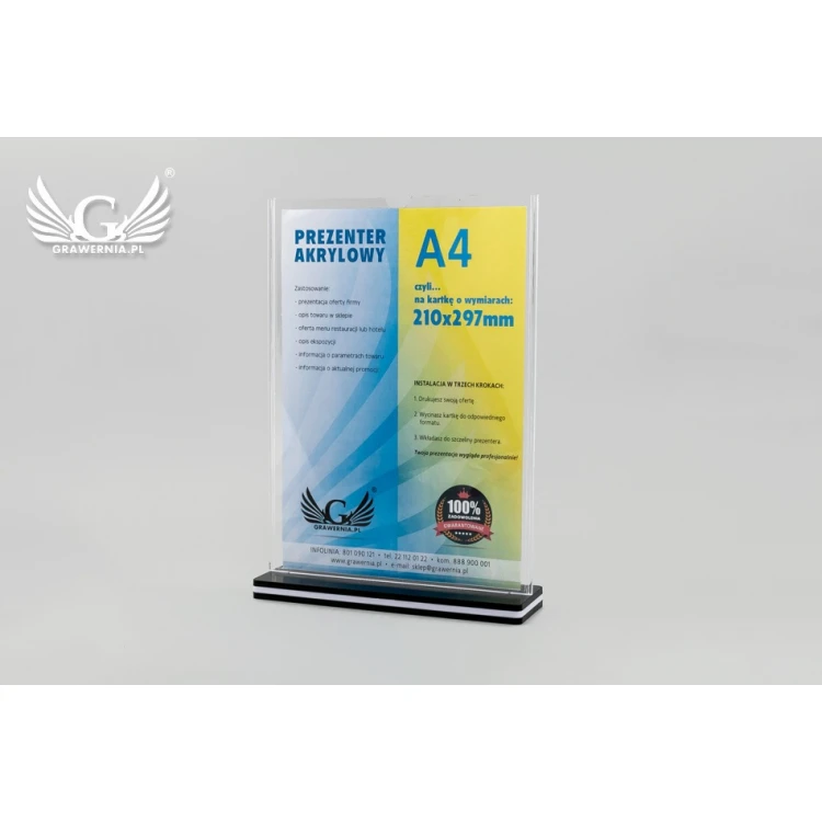 Stand, plastic display for a 210x297mm (A4) card - model PR019