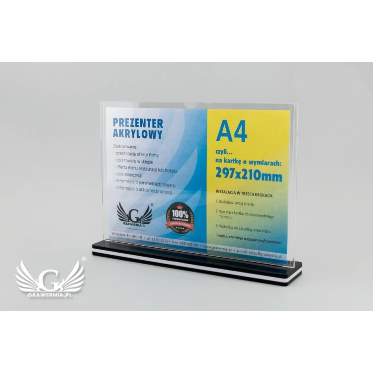 Stand, plastic display for a 297x210mm (A4) card - model PR020