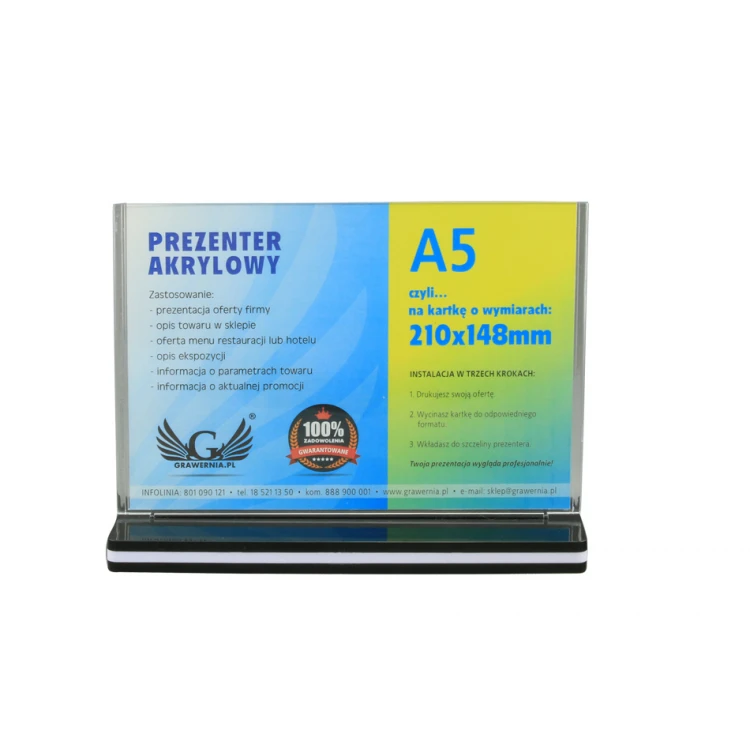 Acrylic A5 Card Presenter HORIZONTAL (210x148mm) - model PR010