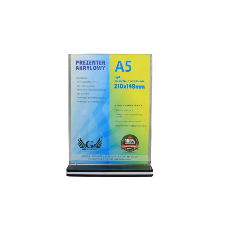 Acrylic A5 Card Presenter VERTICAL (210x148mm) - model PR012