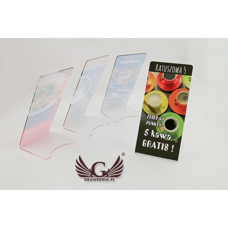 Acrylic Presenter - dimensions 195x90x2mm - UV digital print stand - model STUV001