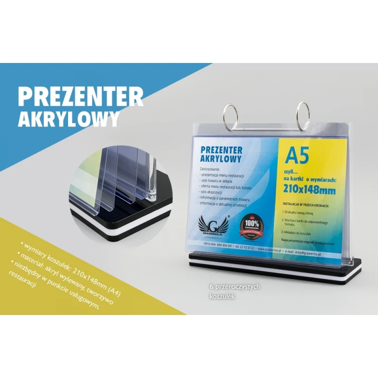 Stand, display with rotating sleeves - size 210x148mm (A5) - model PR021