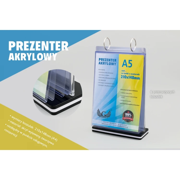 Stand, display with rotating pockets - size 148x210mm (A5) - model PR022