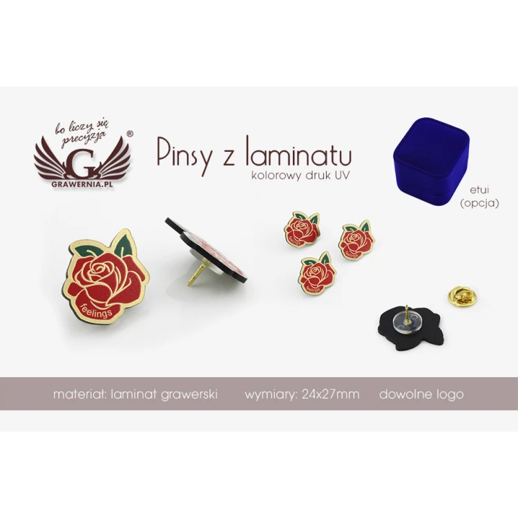 Mini Pins/Badges with Your Logo - size: 24x27mm - UV color print - PS024