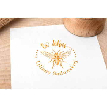 Ex Libris Stamp for Ink Imprinting - Bee - Handle Diameter 40mm - EX004