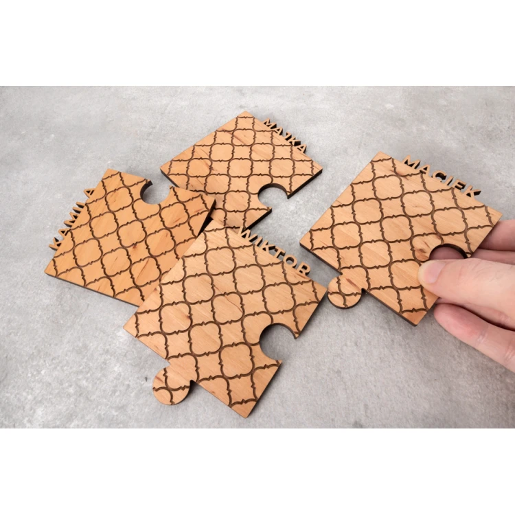 Puzzle - Family Coasters 4 pcs. made of solid alder wood - dim.179x179mm - PDK020