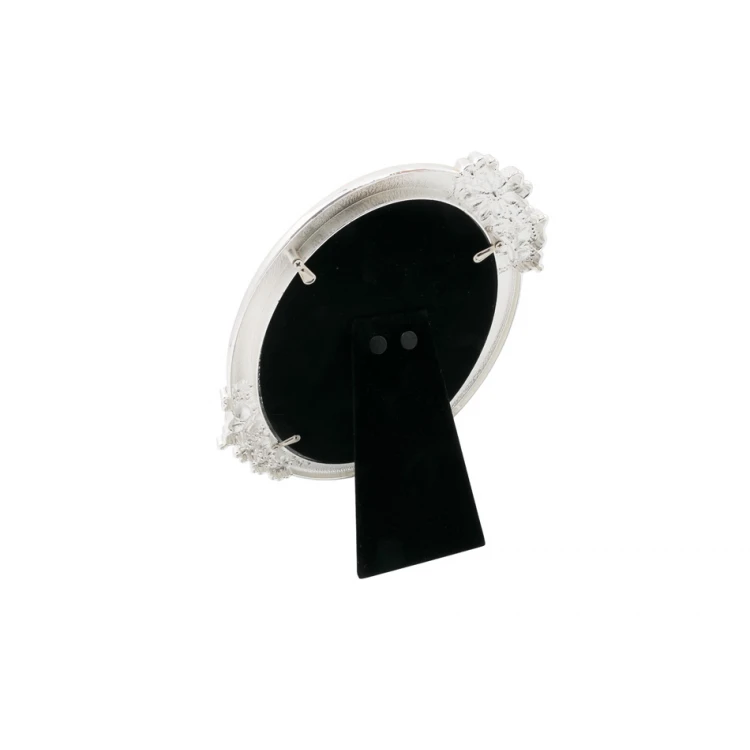Oval Frame made of Beige Mother-of-Pearl for Baby Picture - Flowers and Butterflies - RAM007