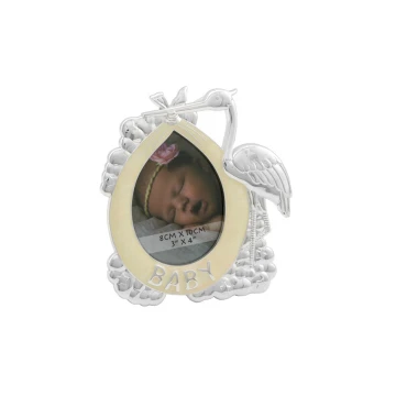 Frame made of beige mother-of-pearl for a baby photo - Stork - RAM016