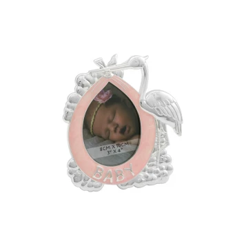 Pink Mother of Pearl Frame for Baby Picture - Stork - RAM004