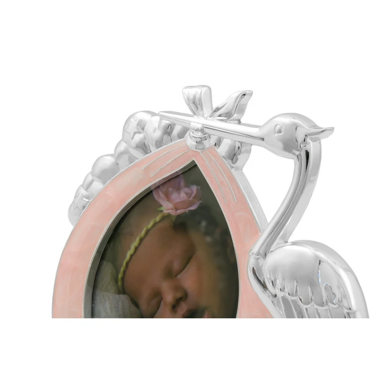 Pink Mother of Pearl Frame for Baby Picture - Stork - RAM004