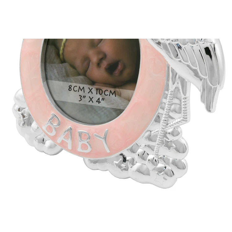 Pink Mother of Pearl Frame for Baby Picture - Stork - RAM004