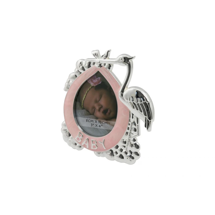 Pink Mother of Pearl Frame for Baby Picture - Stork - RAM004