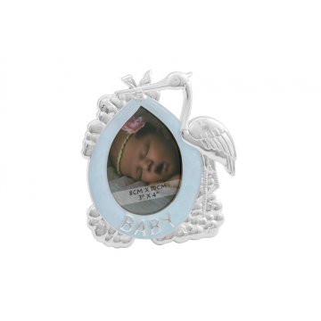 Blue Mother-of-Pearl Frame for Baby Picture - Stork - RAM005