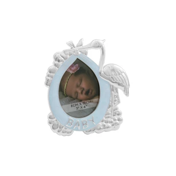 Blue Mother-of-Pearl Frame for Baby Picture - Stork - RAM005