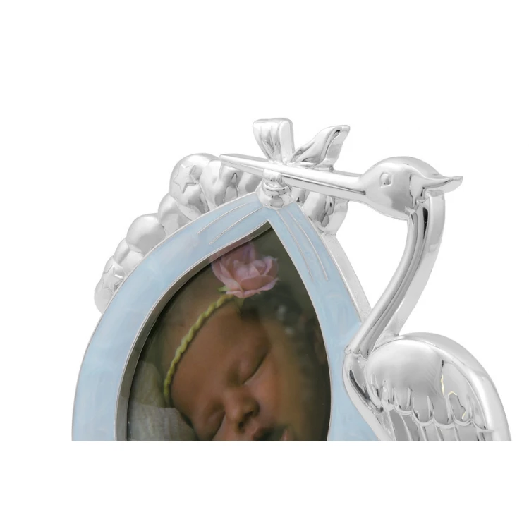 Blue Mother-of-Pearl Frame for Baby Picture - Stork - RAM005