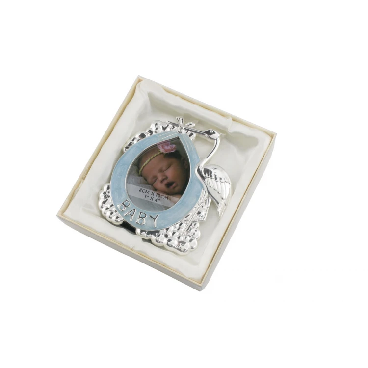 Blue Mother-of-Pearl Frame for Baby Picture - Stork - RAM005