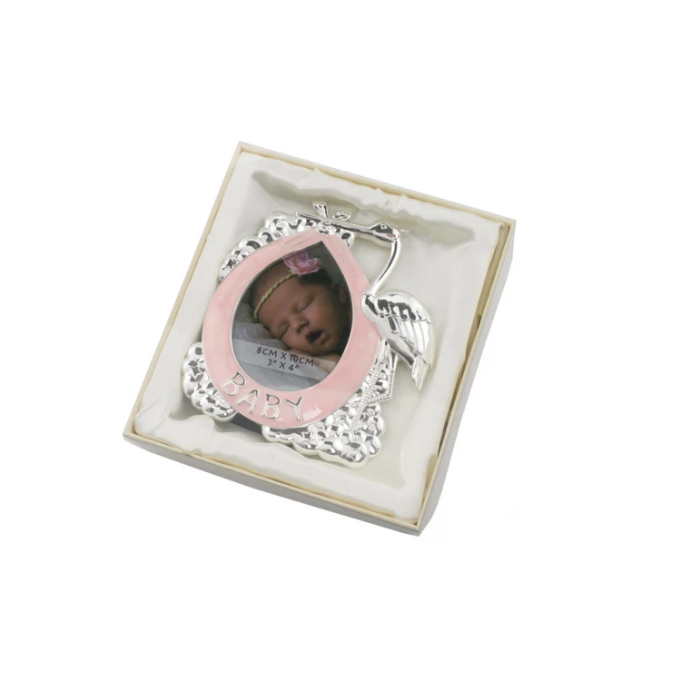 Pink Mother of Pearl Frame for Baby Picture - Stork - RAM004
