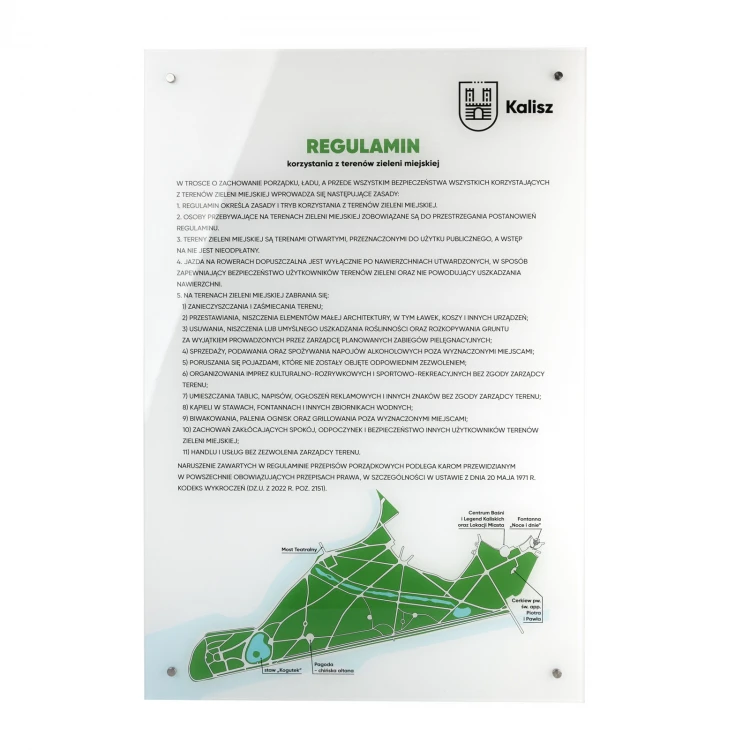 Rules and Regulations - Plexiglass Sign made of 5mm Transparent Acrylic with UV Print - SZ180 - Dimensions: 500x900mm