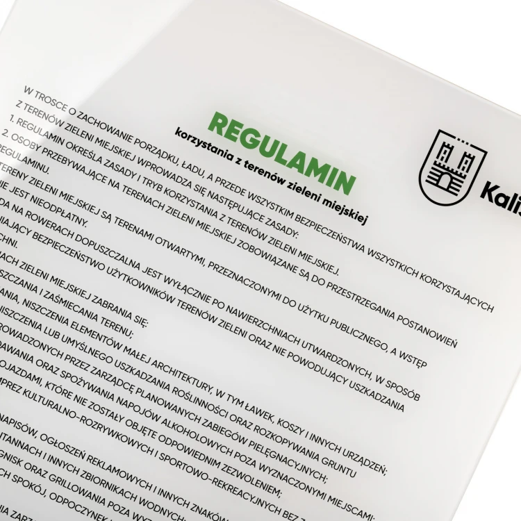 Rules and Regulations - Plexiglass Sign made of 5mm Transparent Acrylic with UV Print - SZ180 - Dimensions: 500x900mm