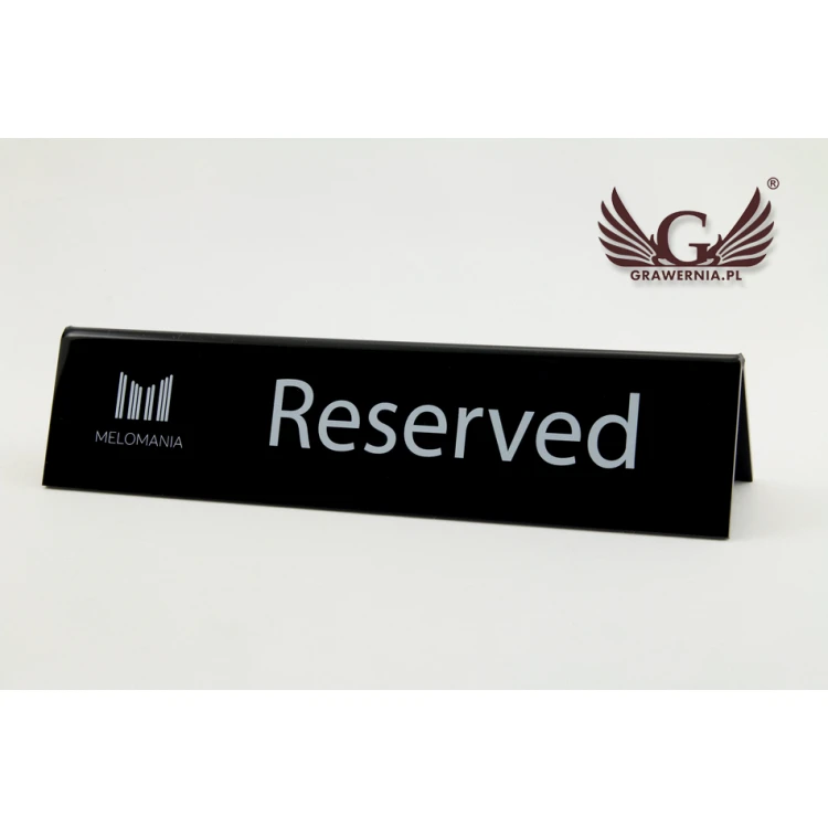 Reservation - acrylic stand with any inscription - dim. 210x50mm - black acrylic - REZ006