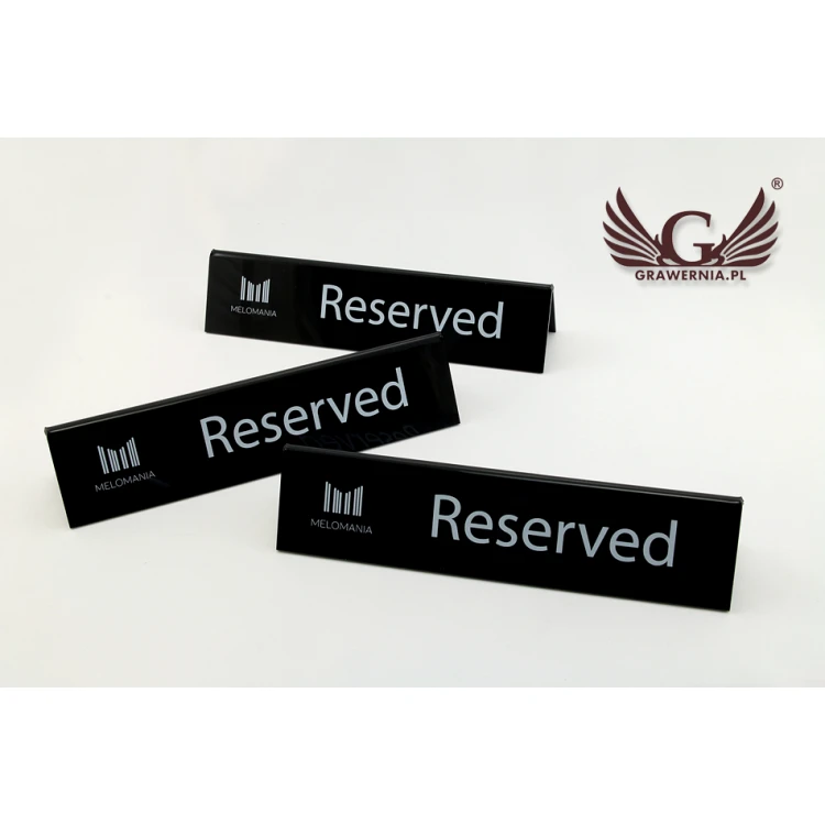 Reservation - acrylic stand with any inscription - dim. 210x50mm - black acrylic - REZ006