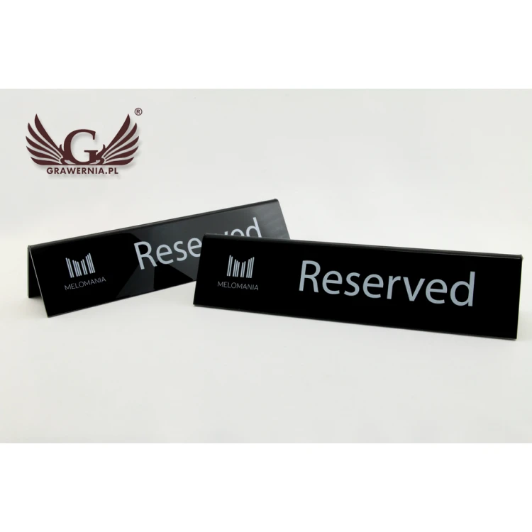 Reservation - acrylic stand with any inscription - dim. 210x50mm - black acrylic - REZ006