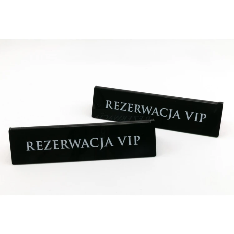 Reservation - acrylic stand with any inscription - dim. 210x50mm - black acrylic - REZ006
