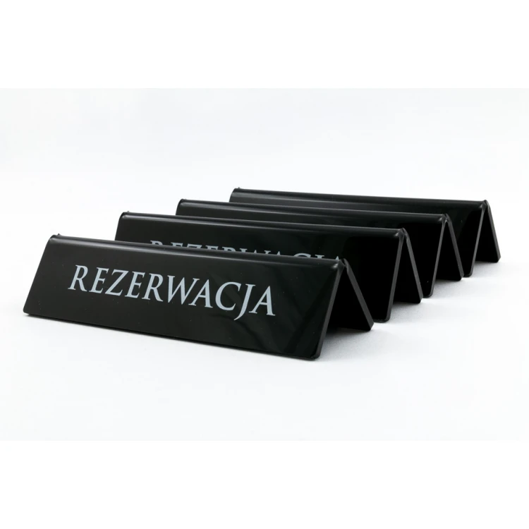 Reservation - acrylic stand with any inscription - dim. 210x50mm - black acrylic - REZ006