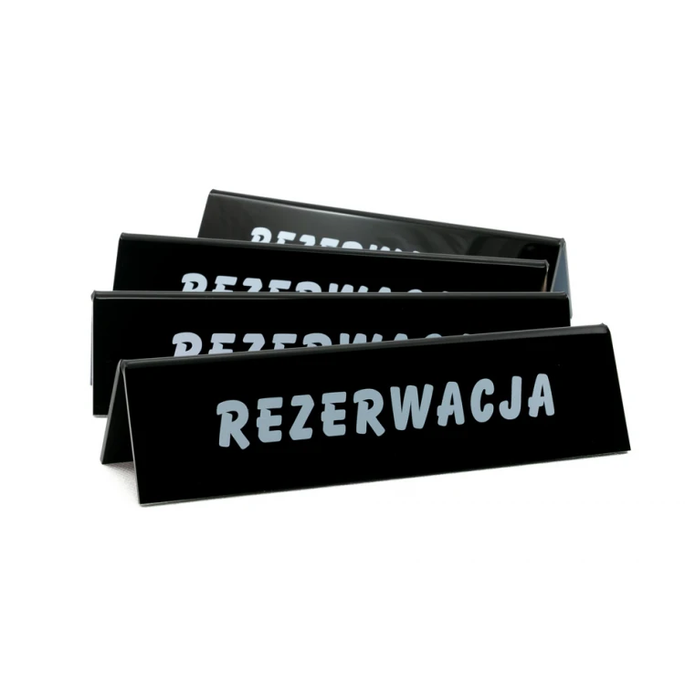 Reservation - acrylic stand with any inscription - dim. 210x50mm - black acrylic - REZ006