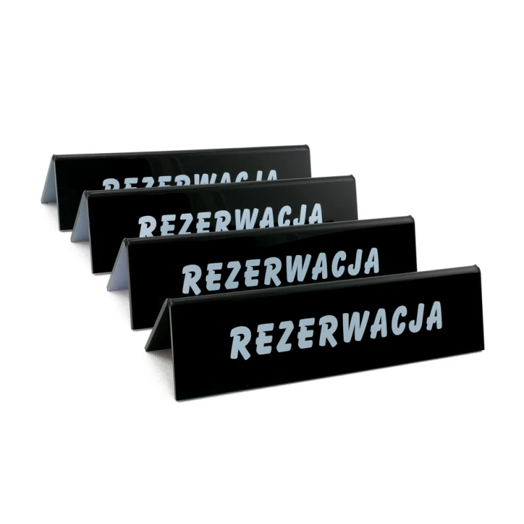 Reservation - acrylic stand with any inscription - dim. 210x50mm - black acrylic - REZ006