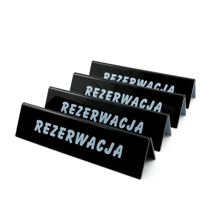 Reservation - acrylic stand with any inscription - dim. 210x50mm - black acrylic - REZ006