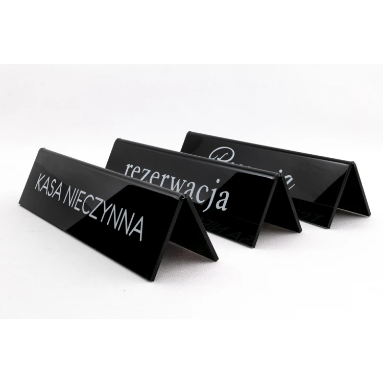 Reservation - acrylic stand with any inscription - dim. 210x50mm - black acrylic - REZ006