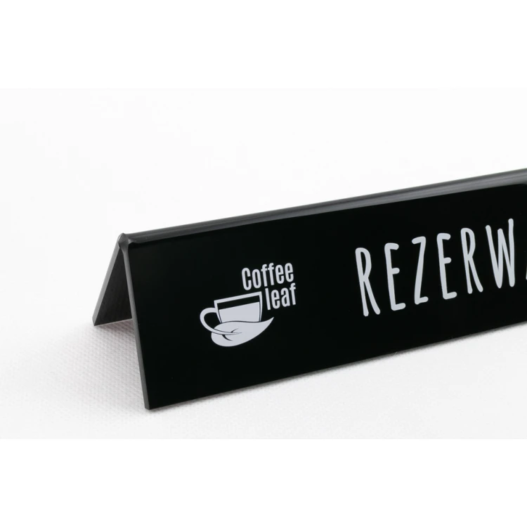 Reservation - acrylic stand with any inscription - dim. 210x50mm - black acrylic - REZ006