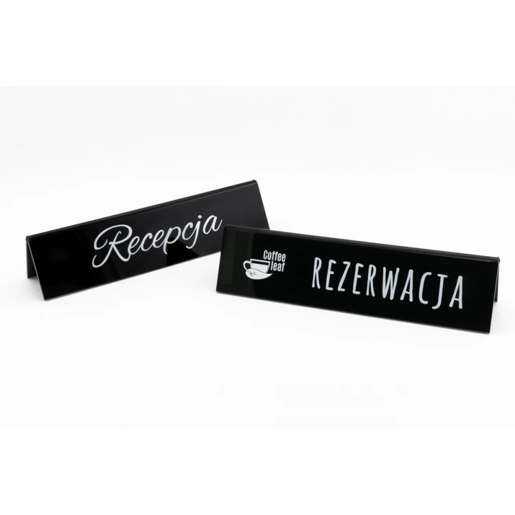 Reservation - acrylic stand with any inscription - dim. 210x50mm - black acrylic - REZ006