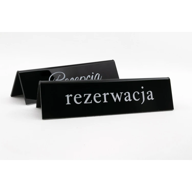 Reservation - acrylic stand with any inscription - dim. 210x50mm - black acrylic - REZ006