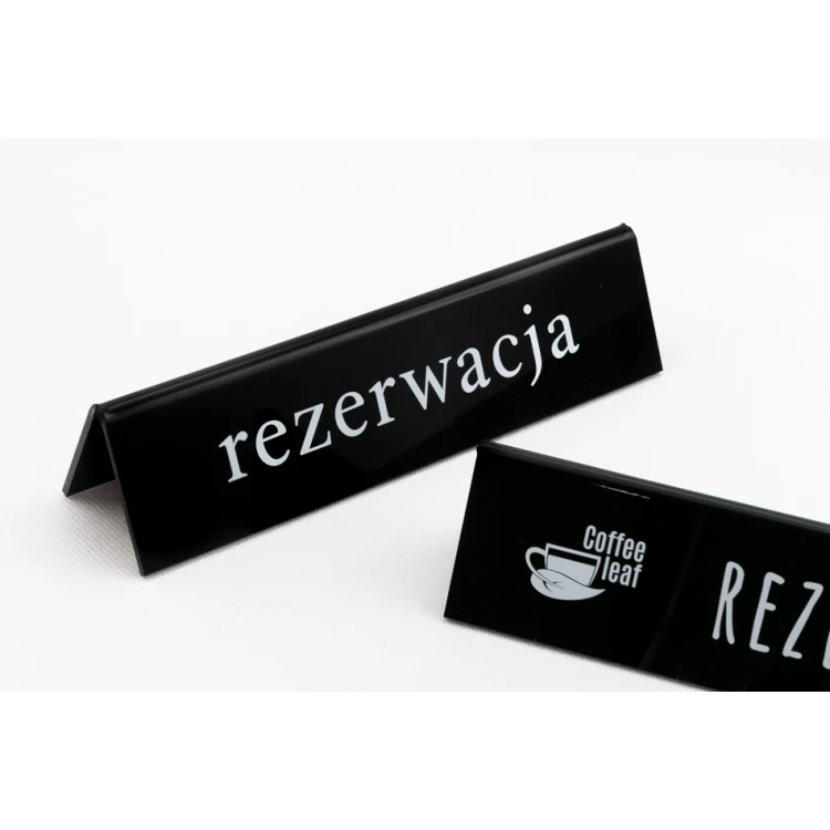 Reservation - acrylic stand with any inscription - dim. 210x50mm - black acrylic - REZ006