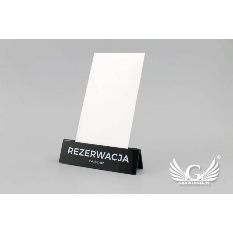 Reservation - card holder stand - size 140x35mm - black acrylic - REZ010