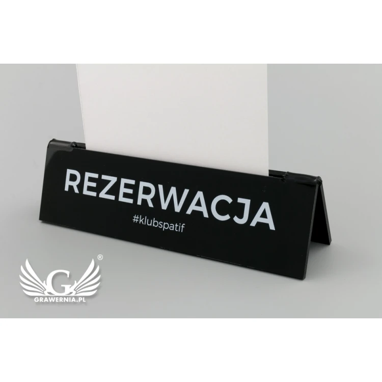 Reservation - card holder stand - size 140x35mm - black acrylic - REZ010