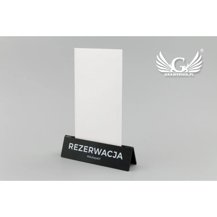 Reservation - card holder stand - size 140x35mm - black acrylic - REZ010
