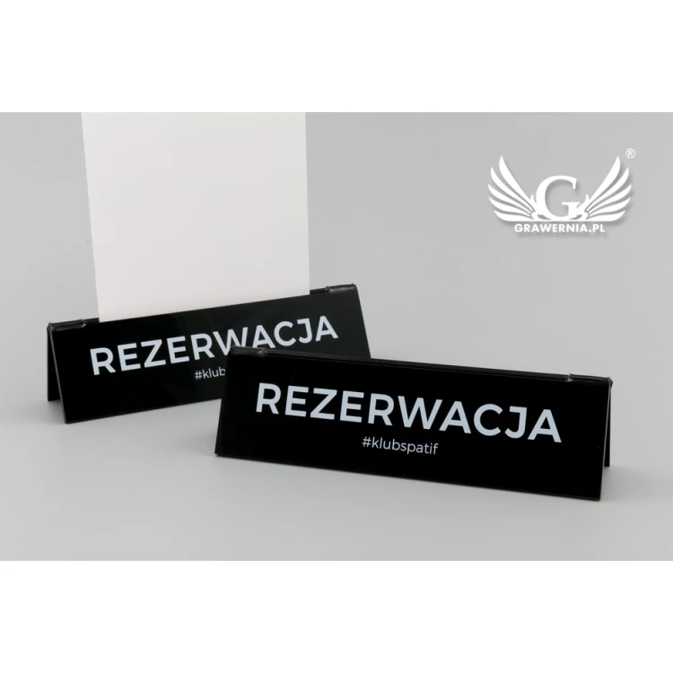 Reservation - card holder stand - size 140x35mm - black acrylic - REZ010
