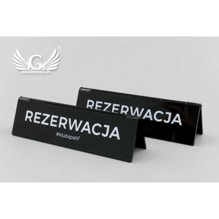 Reservation - card holder stand - size 140x35mm - black acrylic - REZ010