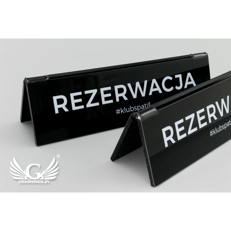 Reservation - card holder stand - size 140x35mm - black acrylic - REZ010