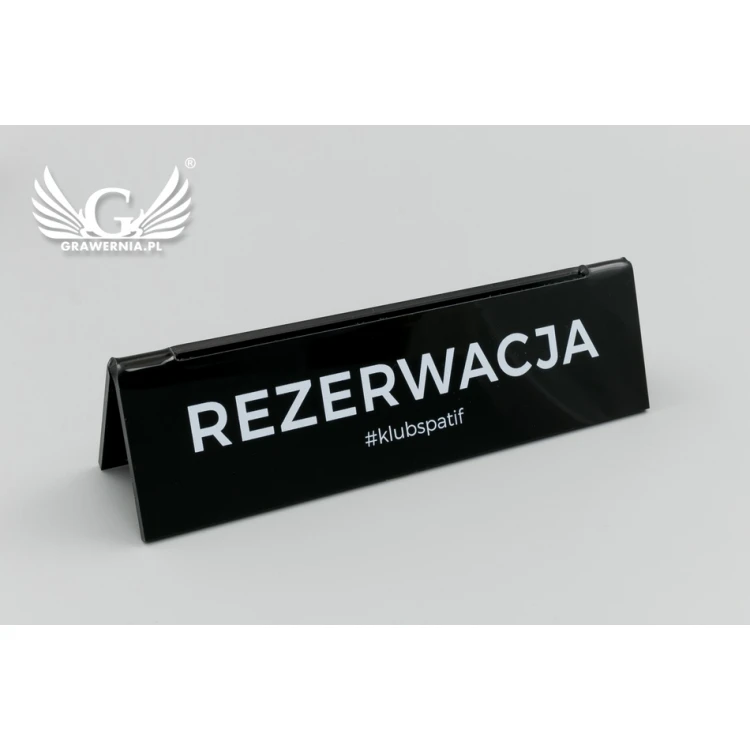 Reservation - card holder stand - size 140x35mm - black acrylic - REZ010
